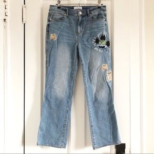 LOFT Embroidered Denim Crops